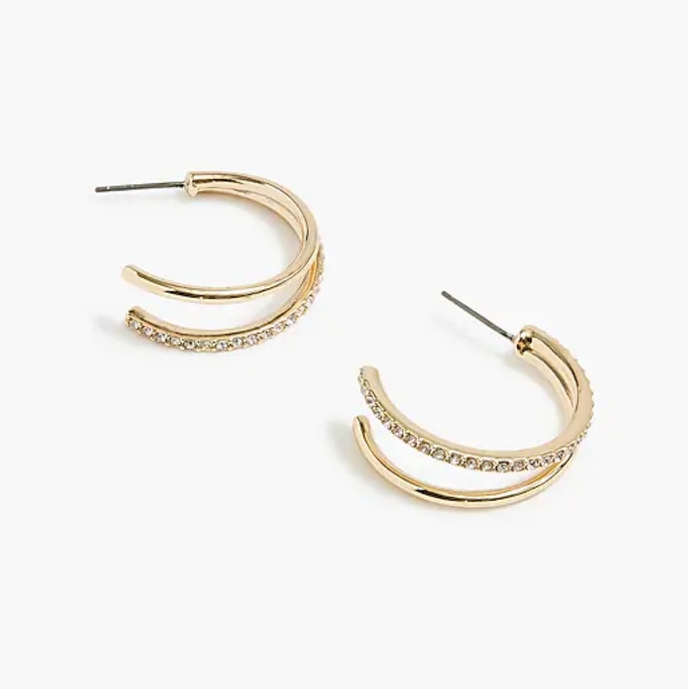 J.Crew Pave Double Hoop Earrings, Gold
